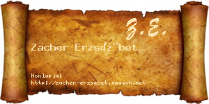 Zacher Erzsébet névjegykártya